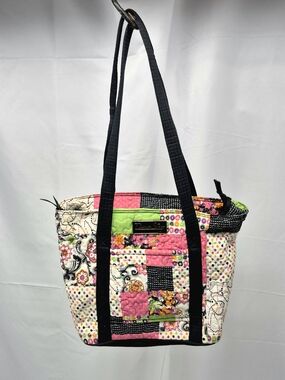Donna Sharp Quilted Patchwork Tote Bag – Pink & Green Floral Pattern
